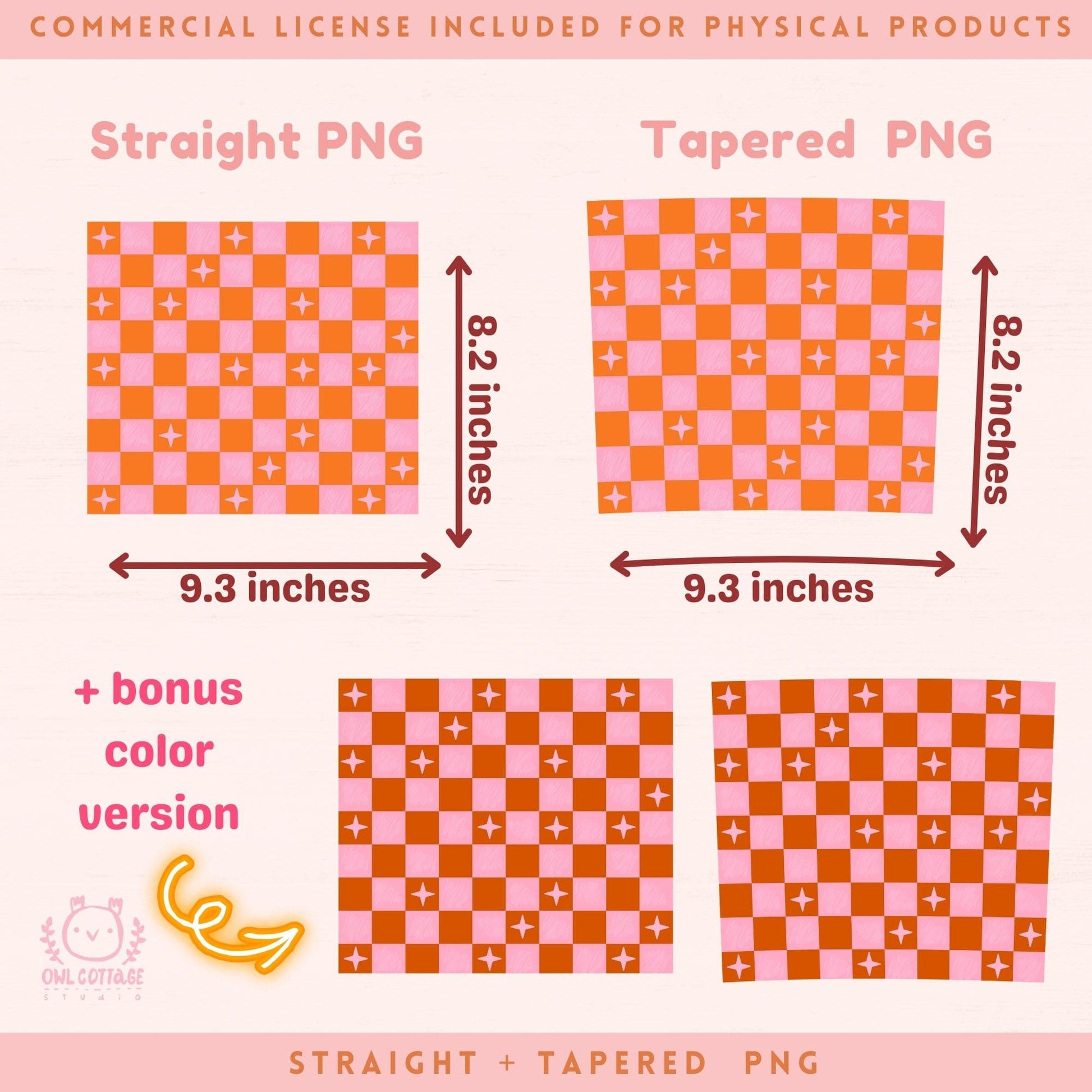 Tumbler Wrap, 20 oz Tumbler PNG, Checkered Tumbler Template Design,Boho Tumbler PNG Trendy Orange And Pink Checkered Tumbler Wrap for Commercial Use