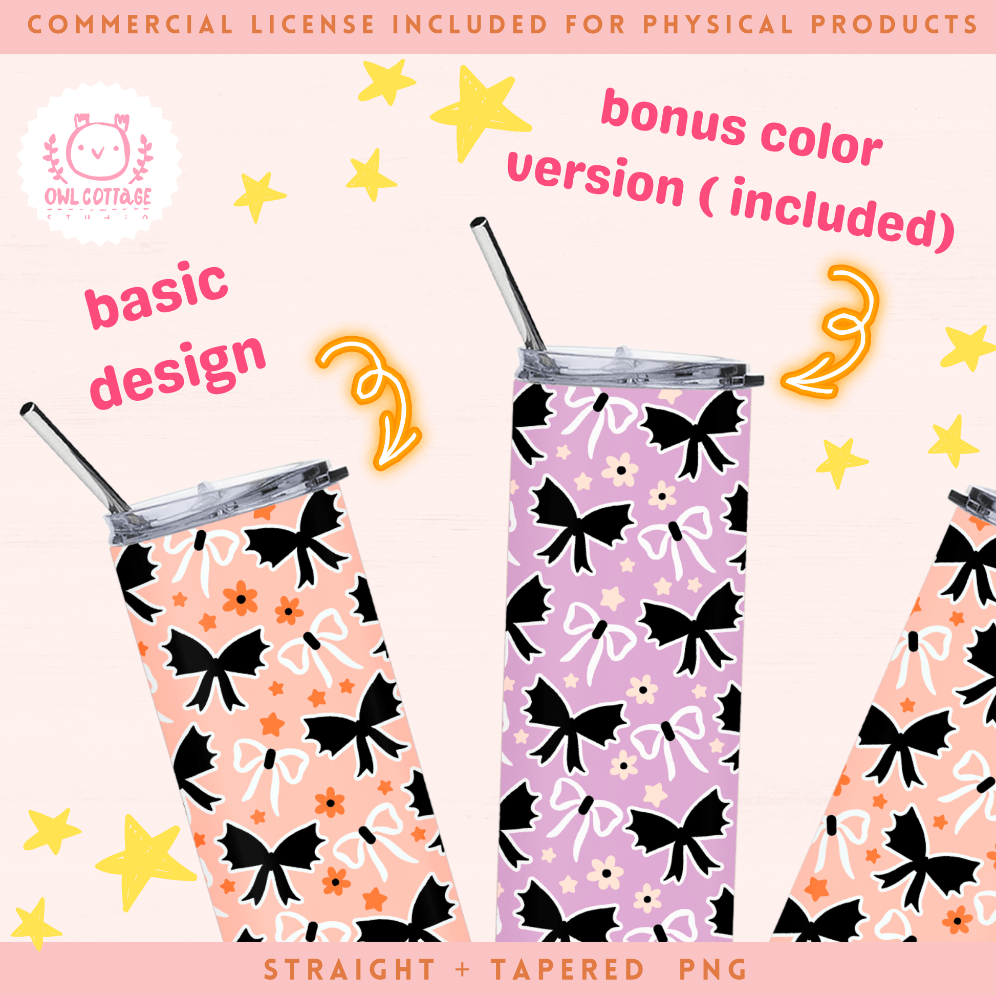 Trendy Halloween Bat Bows Tumbler Wrap PNG, 20oz 20 oz Skinny Tumbler Wrap Design, Instant Digital Download