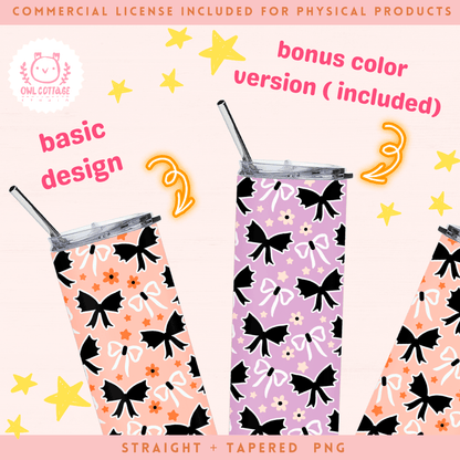 Trendy Halloween Bat Bows Tumbler Wrap PNG, 20oz 20 oz Skinny Tumbler Wrap Design, Instant Digital Download