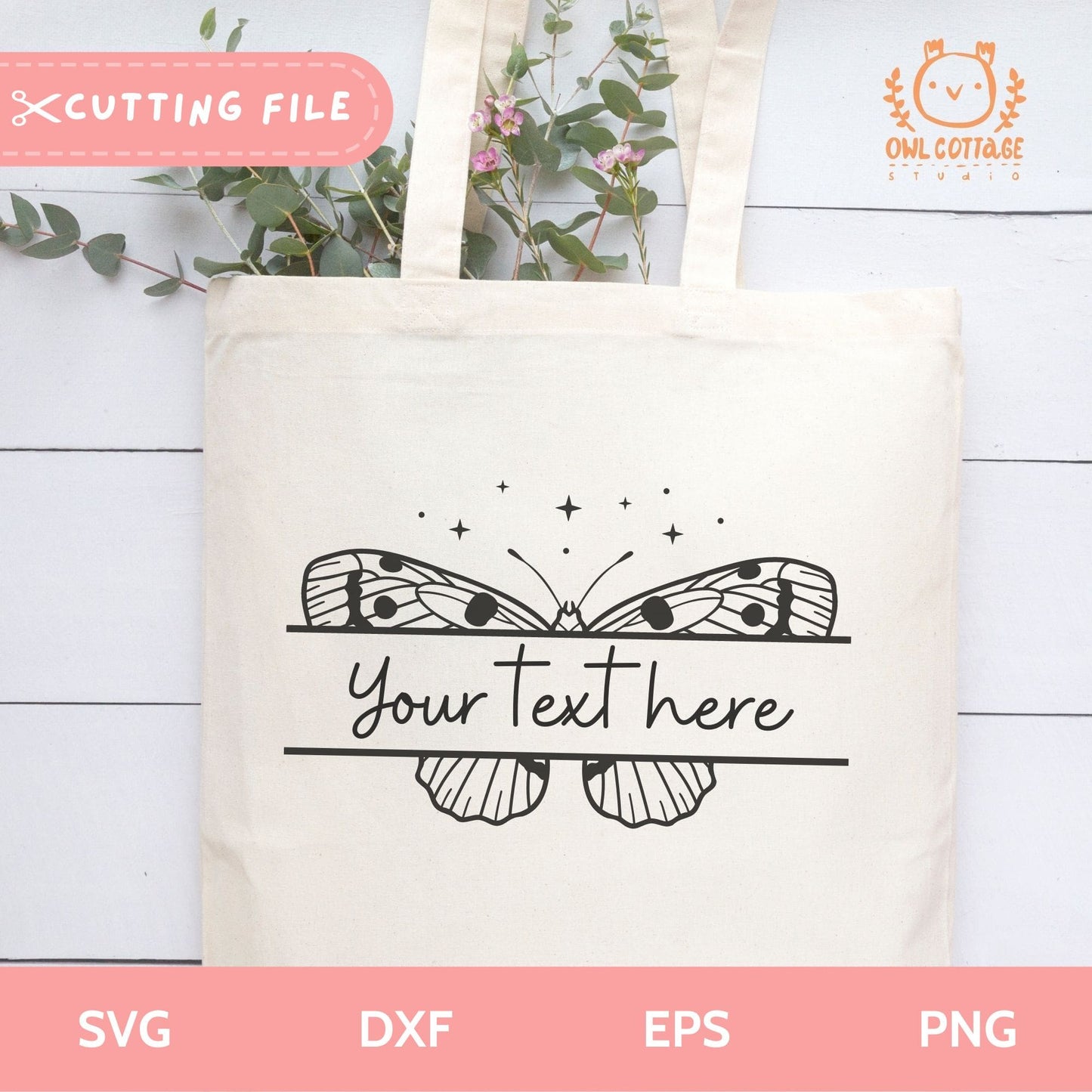 Butterfly Monogram SVG Design For Personalized Tote Bag