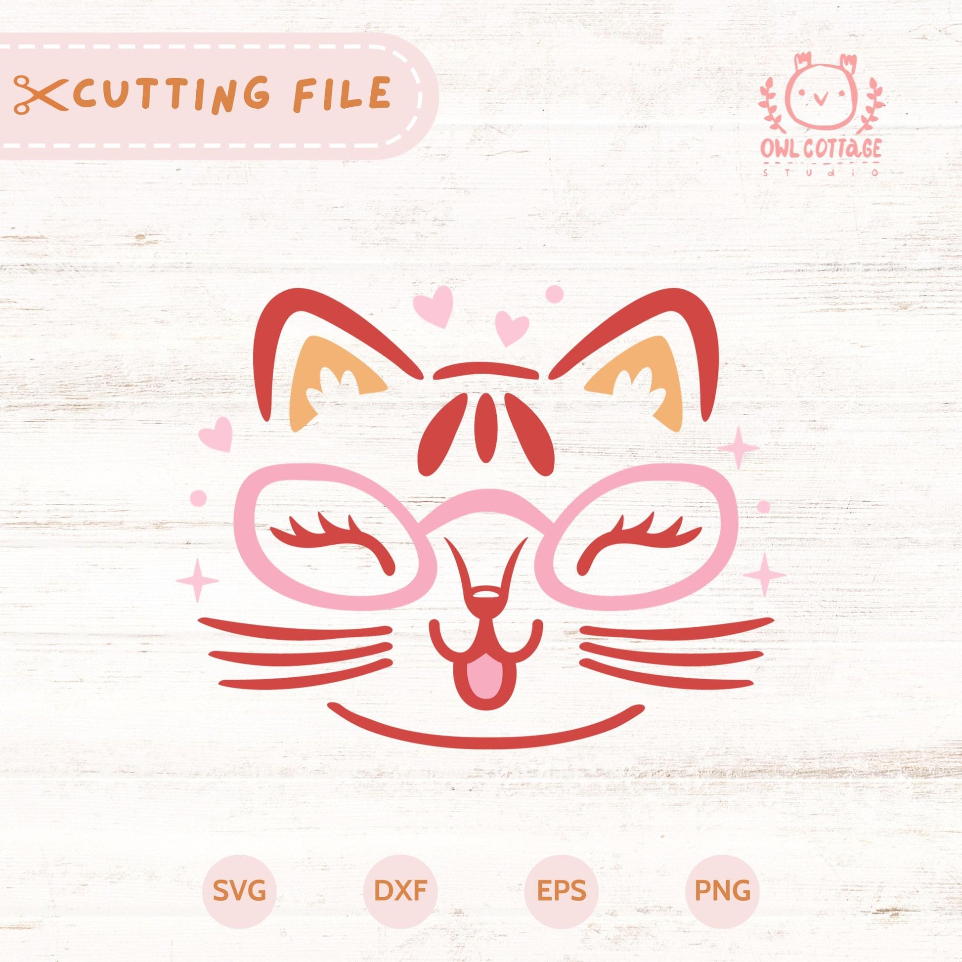 Cute Cat Face Drawing, Kawaii Valentine SVG For Cricut And Silhouette