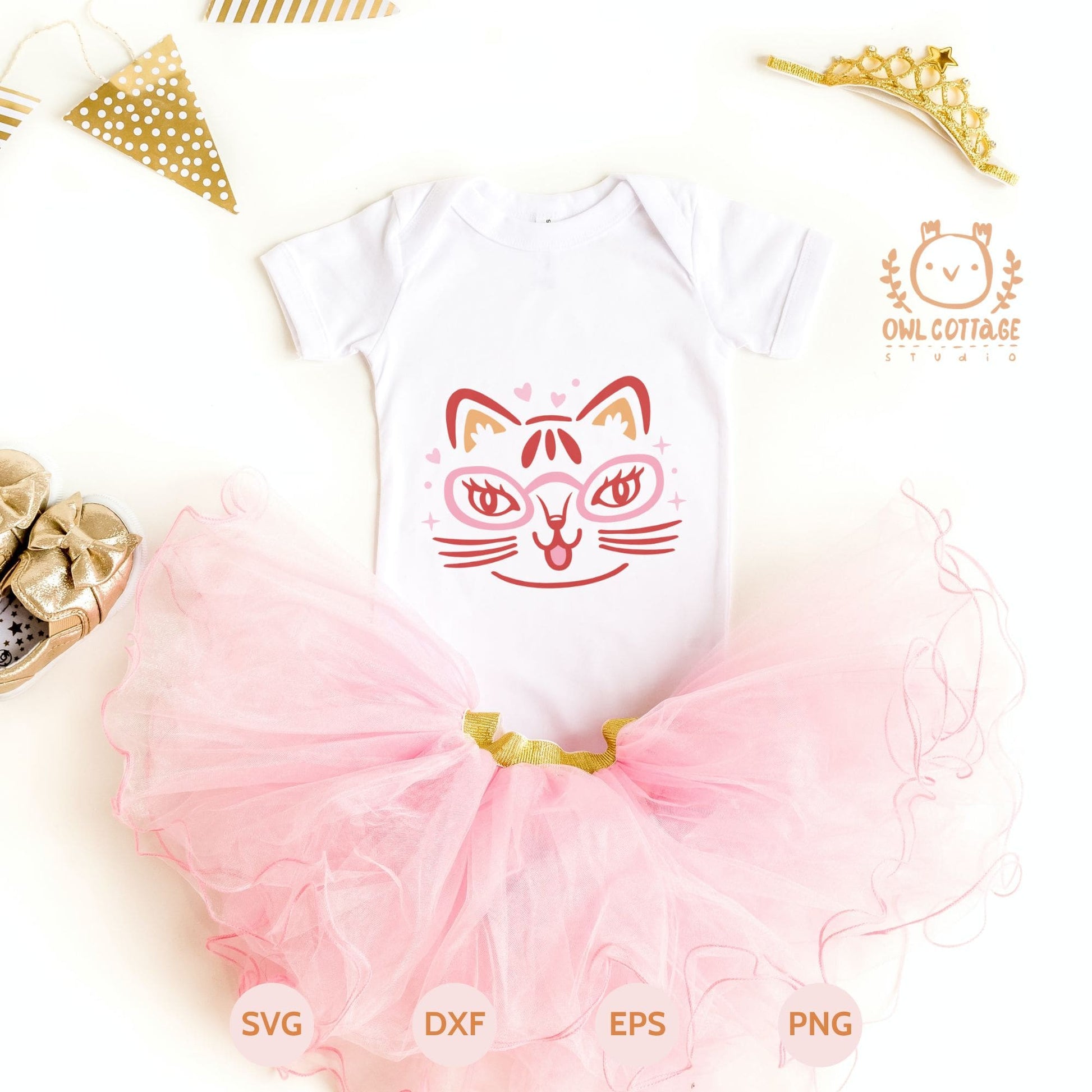 Cute Cat Face Drawing, Kawaii Valentine SVG For Funny Baby T-Shirt