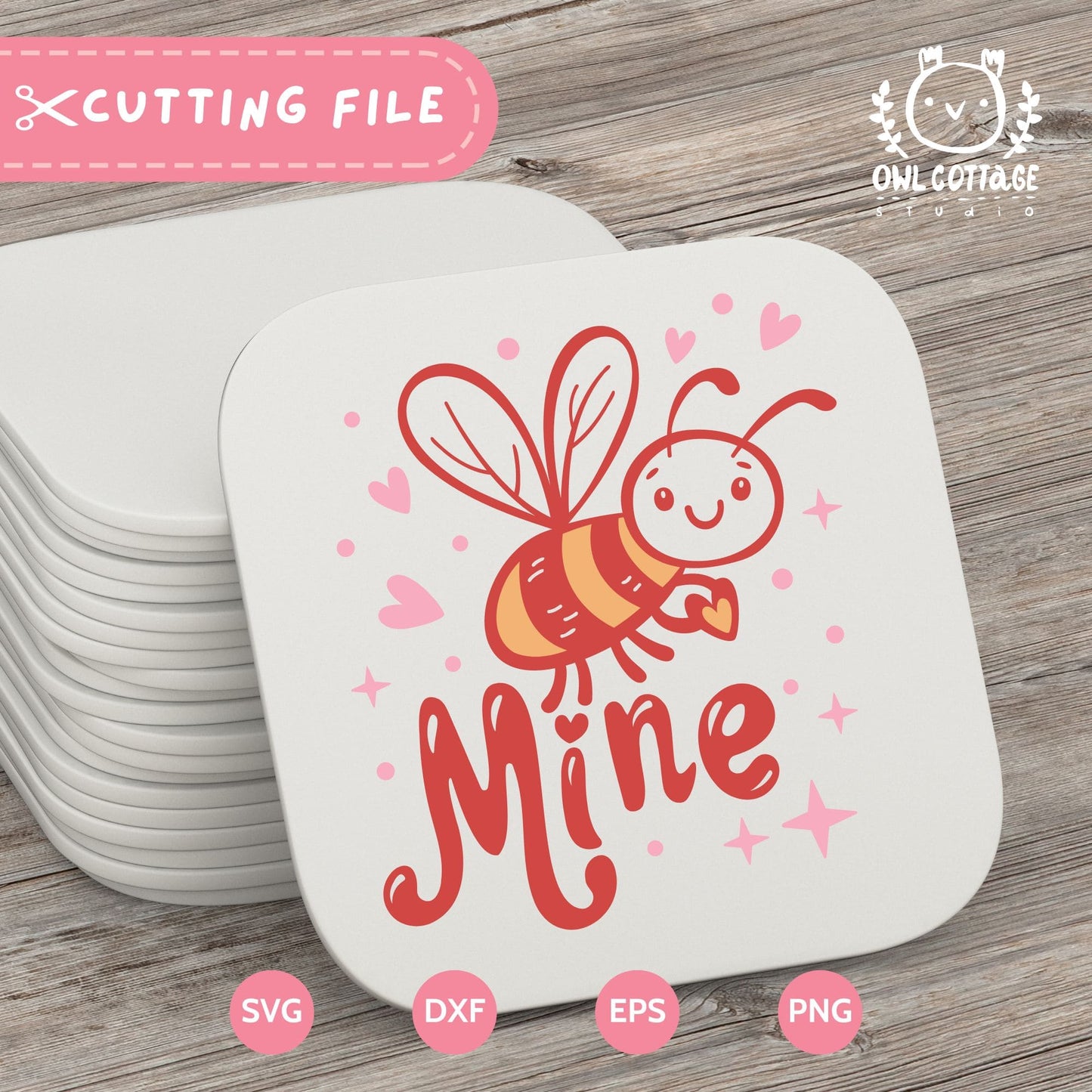 Cute Bee Mine Drawing, Kawaii Valentine SVG For  Coaste