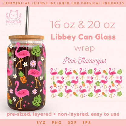 Flamingos And Monstera Tropical Wrap Svg, 16oz Libbey Glass Svg, Daisy Glass Can Svg, Summer Glass Cup Svg, Libbey Glass 16oz Cut File, Trendy Can Glass Svg Trendy Summer Design, Tropical Vibes drawings for Commercial Use