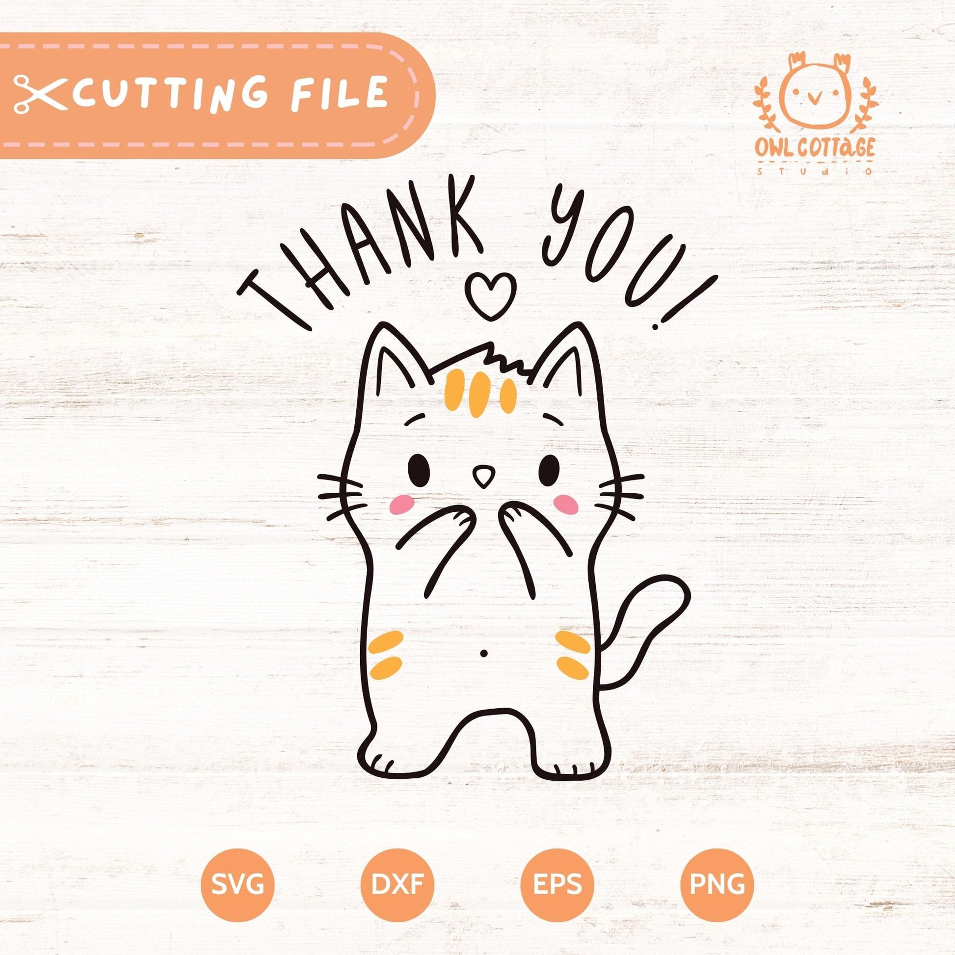 Free Cute Cat SVG, Kawaii Cat Drawing By Owl Cottage Studio