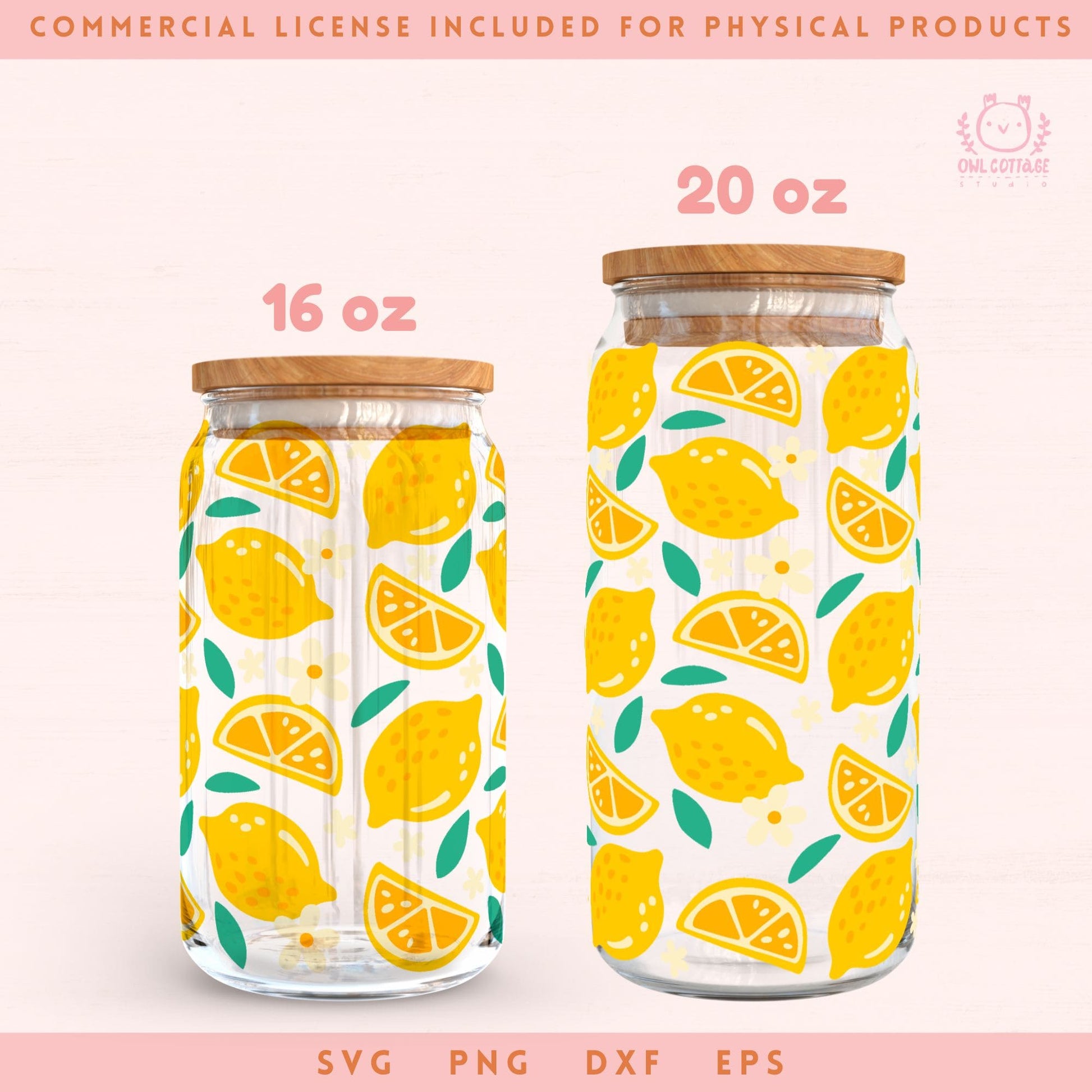 Lemon Bloom Wrap Svg, 16oz Libbey Glass Svg, Floral Glass Can Svg, Summer Glass Cup Svg, Libbey Glass 16oz Cut File, Trendy Can Glass Svg Summer Wrap Design, Fruits drawings for Commercial Use