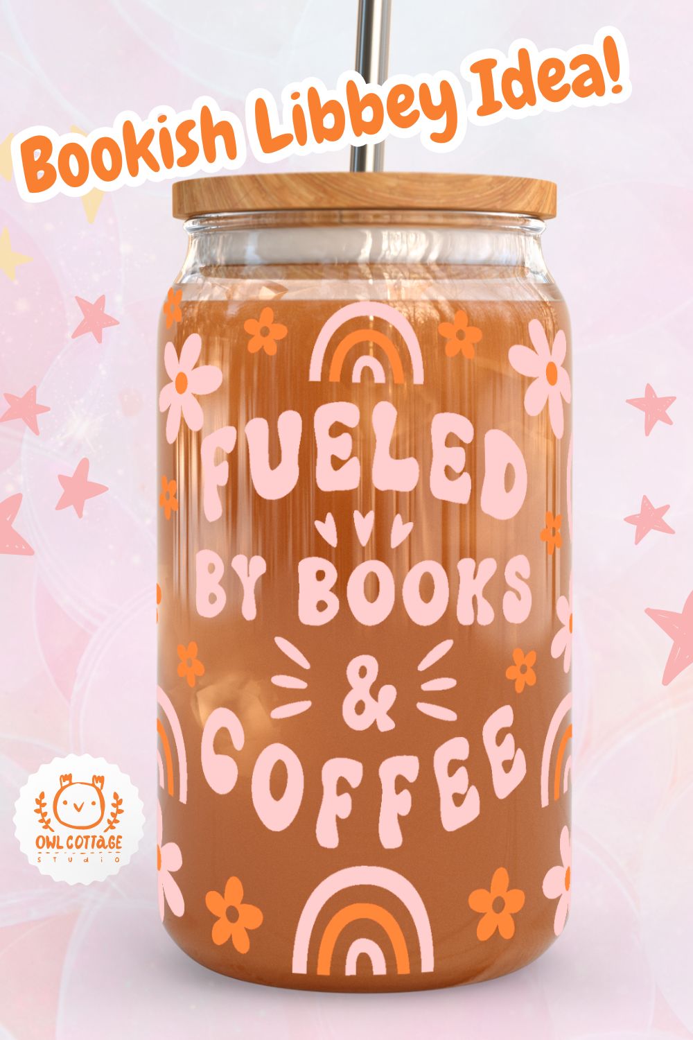 Fueled by Books And Coffee Glass Can Wrap,Book Lover Libbey Wrap SVG 16 oz, 20 oz