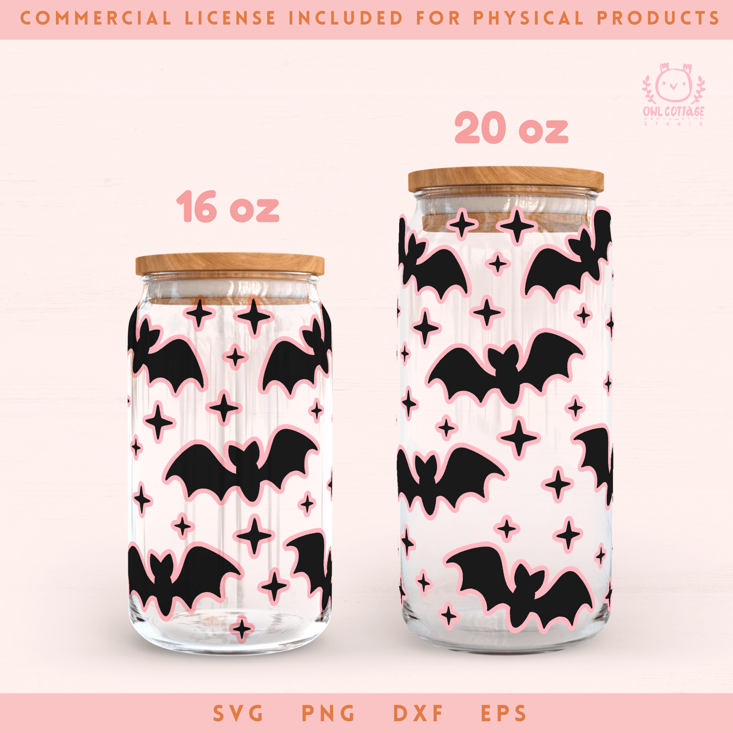 Spooky Bats And Stars Wrap Svg, Halloween 16oz Libbey Glass Svg, Halloween Glass Cup Svg, Bats Libbey Glass 16oz Cut File, Boo Can Glass Svg Trendy Halloween Design, Cute Cup Wrap for UV DTF