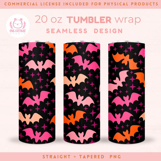 Halloween Bats And Stars Tumbler Wrap, 20 oz Skinny Tumbler Designs for Straight/Tapered Tumbler