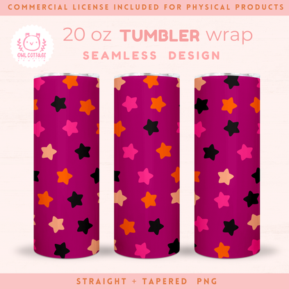 Purplish Red Halloween Stars Tumbler Wrap, 20 oz Skinny Tumbler Designs for Straight/Tapered Tumbler