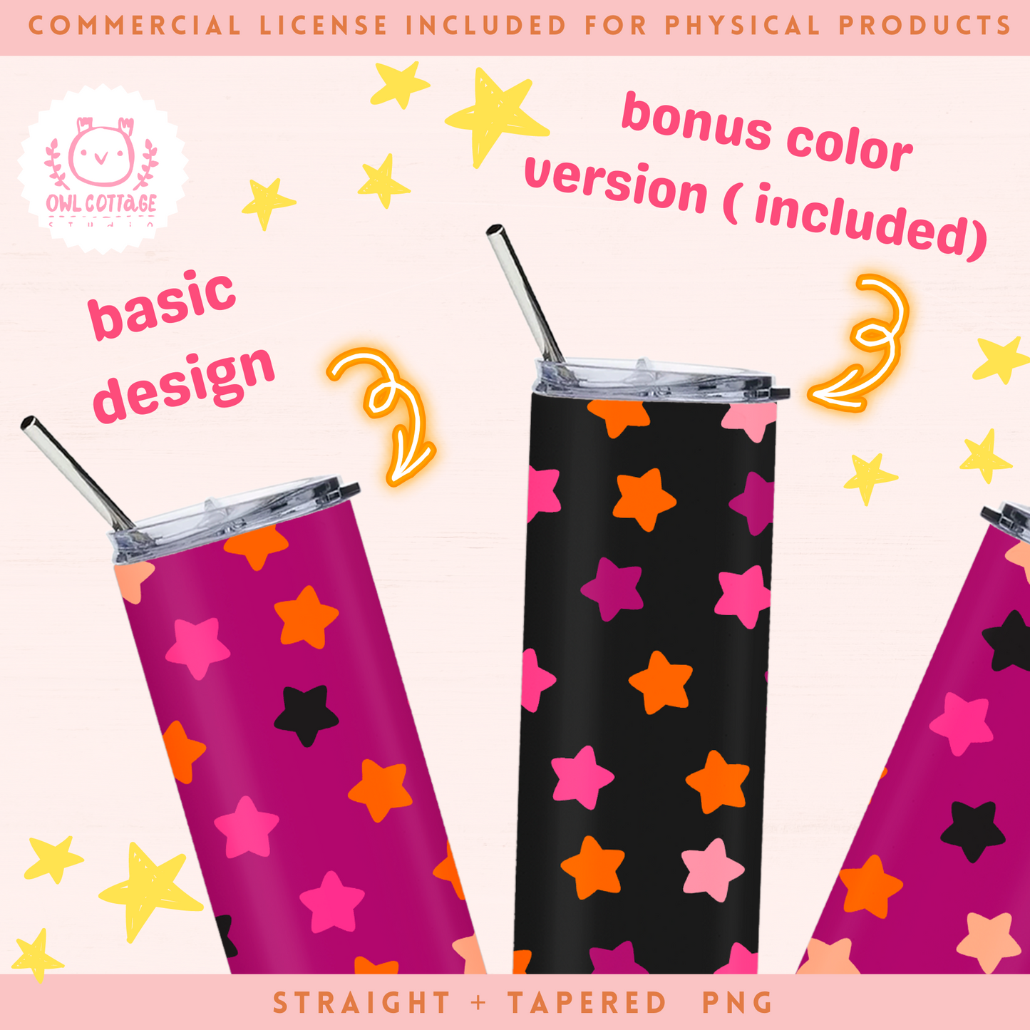 Purplish Red Halloween Stars Tumbler Wrap, 20 oz Skinny Tumbler Designs for Straight/Tapered Tumbler