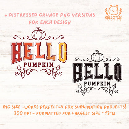 Hello Pumpkin PNG For Sublimation