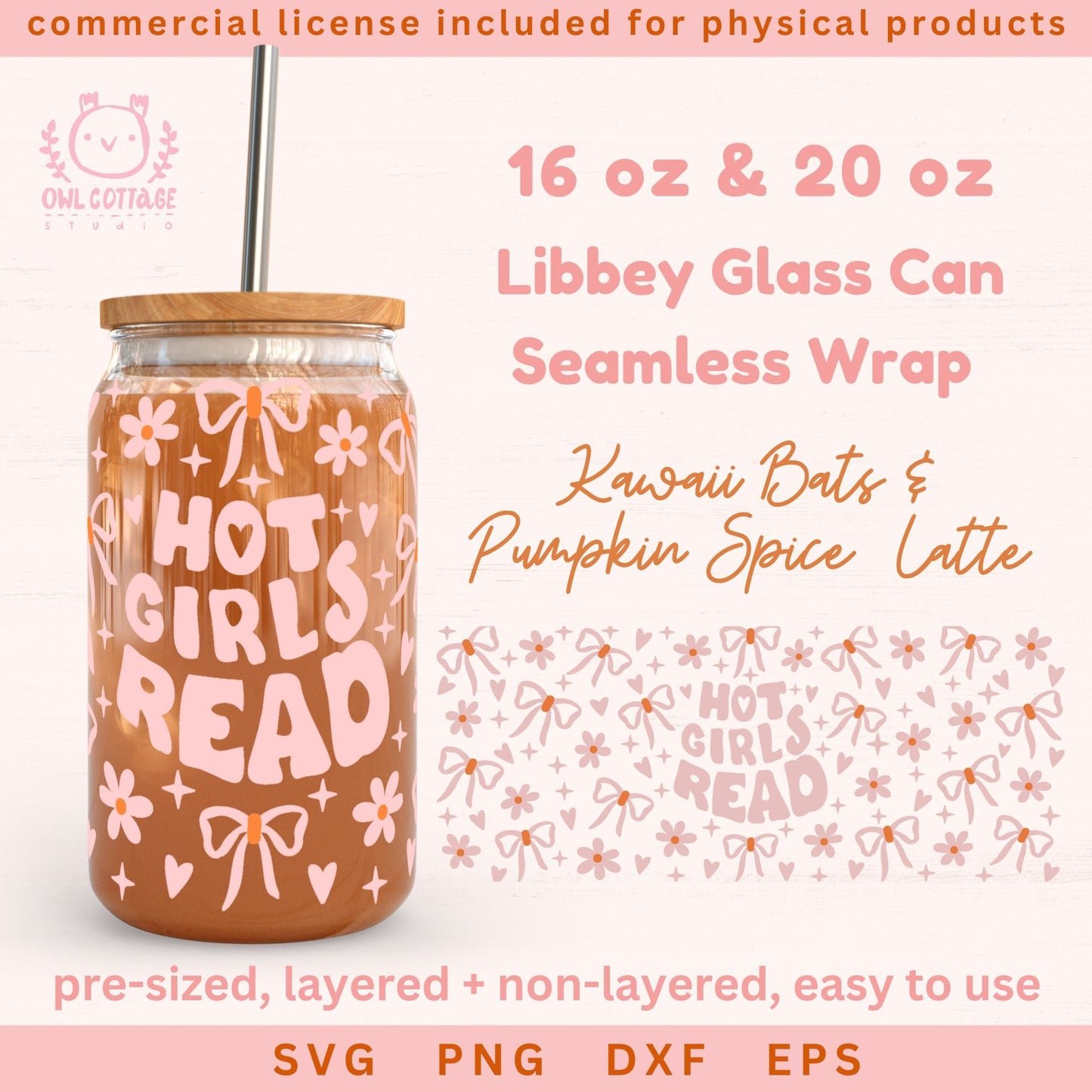 Hot Girls Read Wrap For Libbey 16 oz, 20 oz, Bookish Wrap For Libbey 16 oz, 20 oz, (Copy)