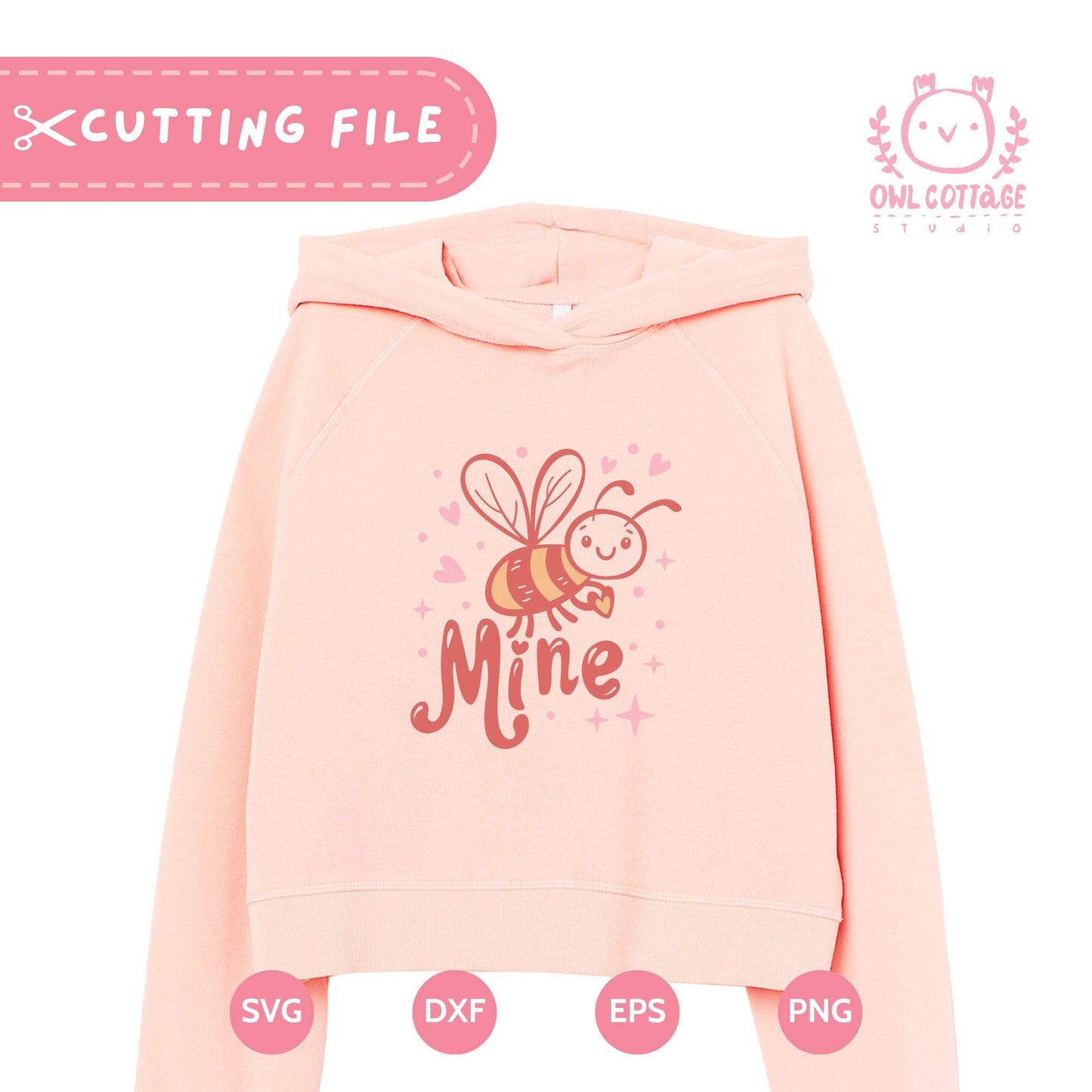 Cute Bee Mine Drawing, Kawaii Valentine SVG For Pink Hoodie