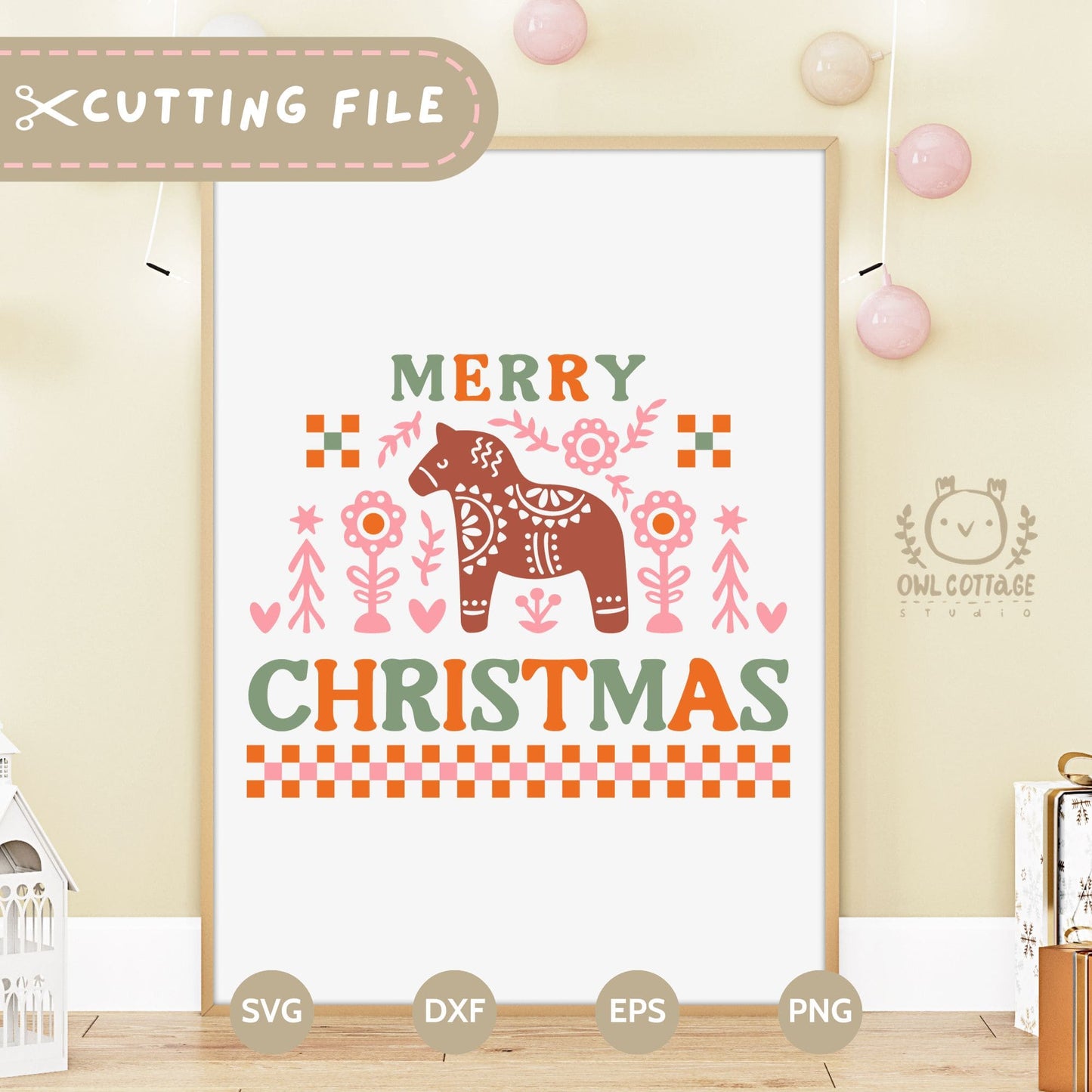 Merry Christmas Clipart by Owl Cottage Studio