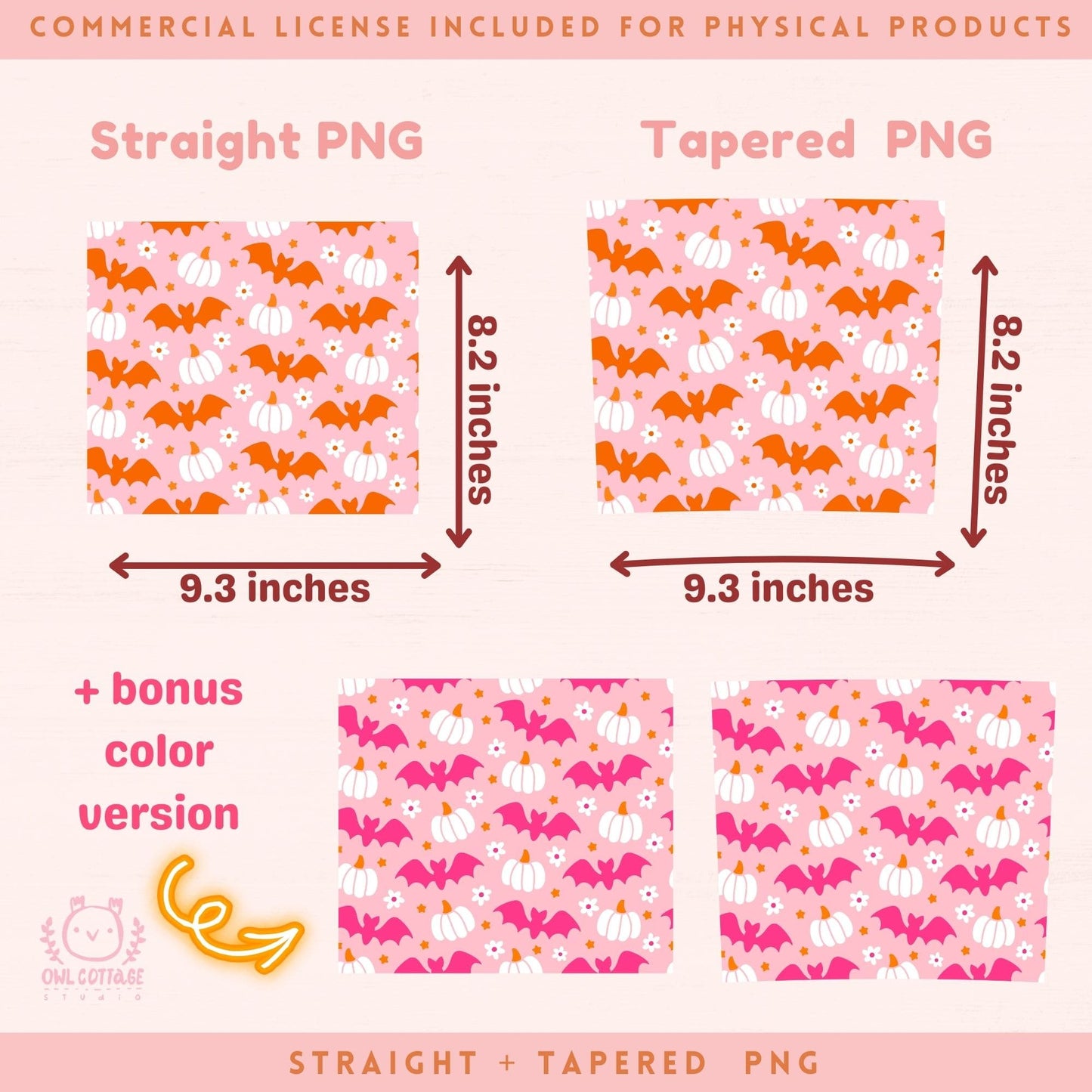 Pink Halloween Bats And Pumpkins Tumbler Wrap, 20 oz Skinny Tumbler Designs for Straight/Tapered Tumbler