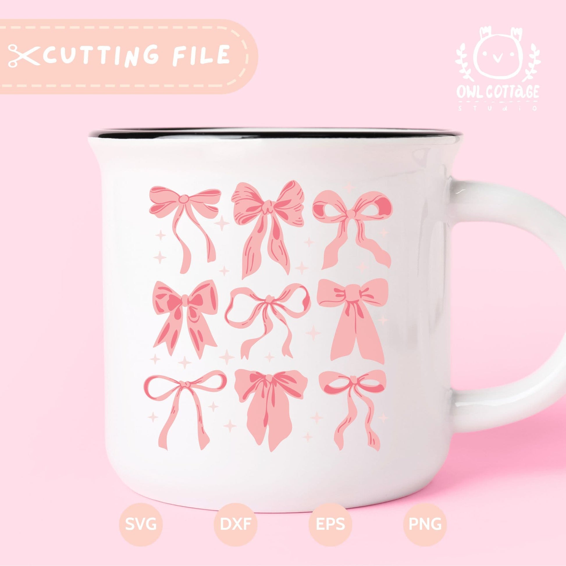 Coquette Aesthetic Pink Bows SVG and PNG, Trendy Soft Girl Designs for Commercial Use