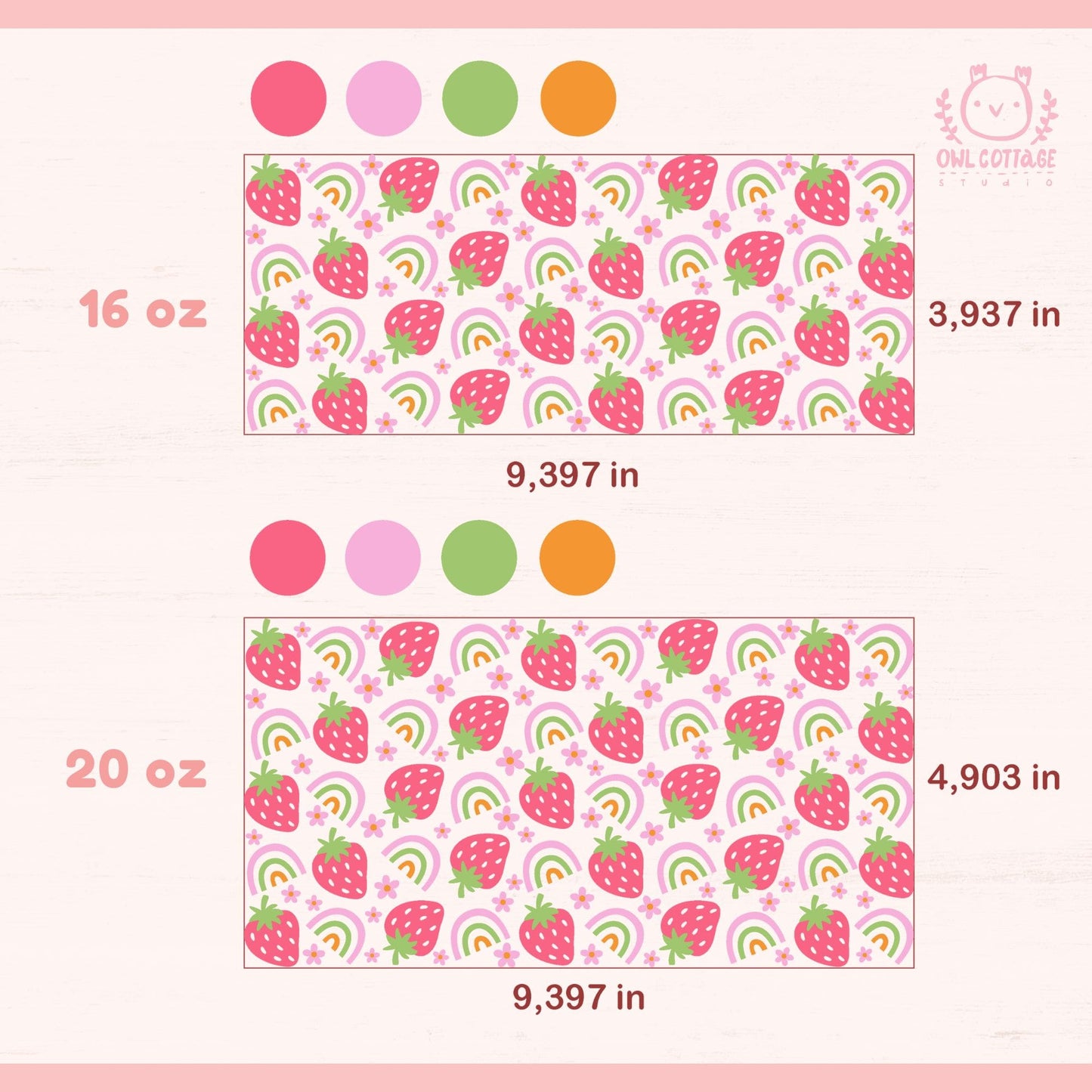 Strawberries And Rainbows Libbey Glass Cann Wrap SVG & PNG