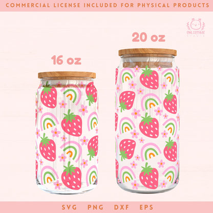 Strawberries And Rainbows Libbey Glass Cann Wrap SVG & PNG