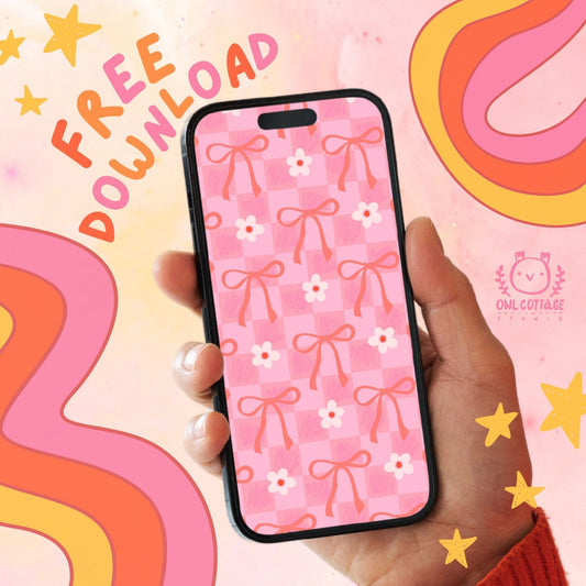 Free Trendy Pink Bows Wallpapers by Owl Cottage Studio