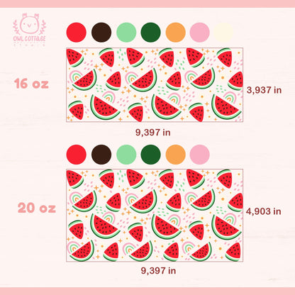 Watermelons And Daisies Wrap Svg, 16oz Libbey Glass Svg, Bows Glass Can Svg, Summer Glass Cup Svg, Libbey Glass 16oz Cut File, Trendy Can Glass Svg Trendy Summer Design, Watermelon drawings for Commercial Use